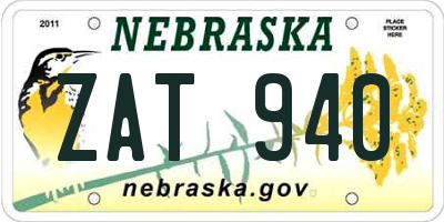 NE license plate ZAT940