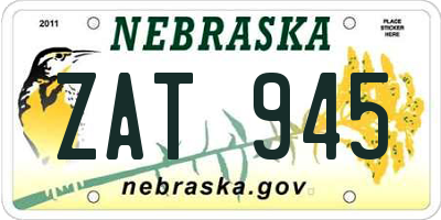 NE license plate ZAT945