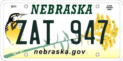 NE license plate ZAT947