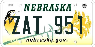 NE license plate ZAT951