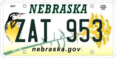 NE license plate ZAT953