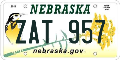 NE license plate ZAT957