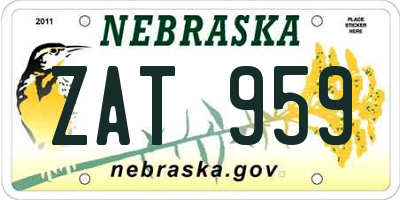 NE license plate ZAT959