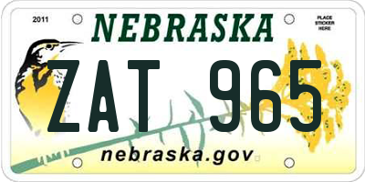 NE license plate ZAT965