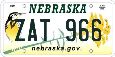 NE license plate ZAT966
