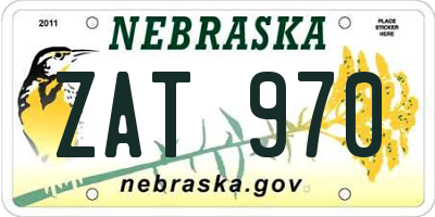 NE license plate ZAT970