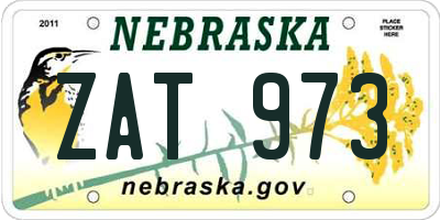 NE license plate ZAT973
