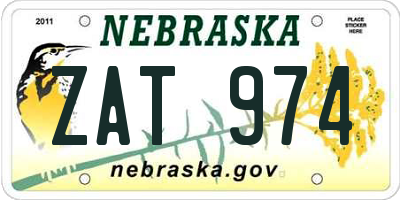 NE license plate ZAT974