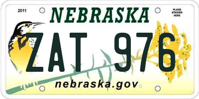NE license plate ZAT976