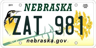 NE license plate ZAT981