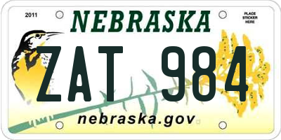 NE license plate ZAT984