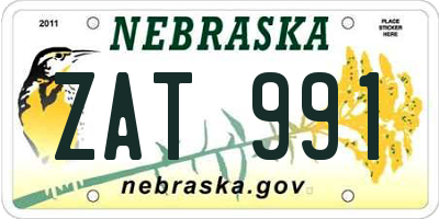 NE license plate ZAT991