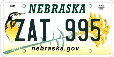 NE license plate ZAT995