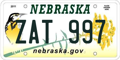 NE license plate ZAT997