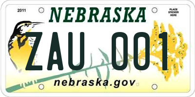 NE license plate ZAU001