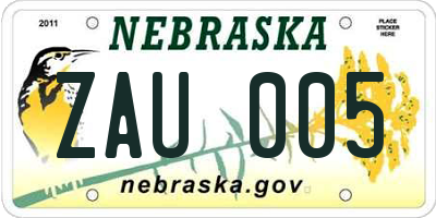 NE license plate ZAU005