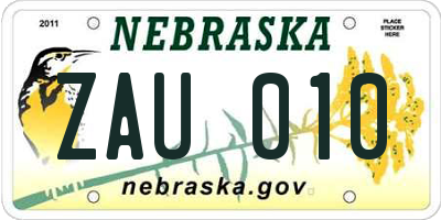 NE license plate ZAU010