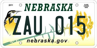 NE license plate ZAU015