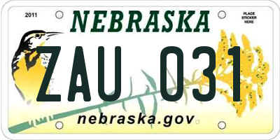 NE license plate ZAU031
