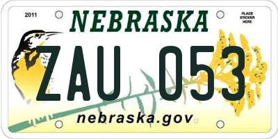 NE license plate ZAU053