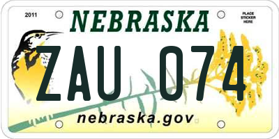 NE license plate ZAU074