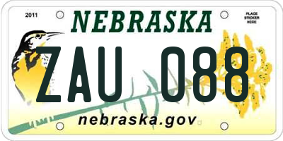 NE license plate ZAU088