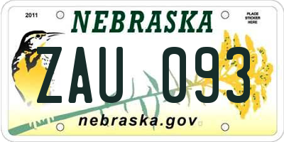NE license plate ZAU093