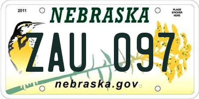 NE license plate ZAU097