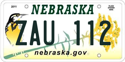 NE license plate ZAU112