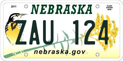 NE license plate ZAU124