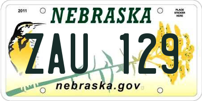NE license plate ZAU129