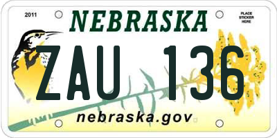 NE license plate ZAU136