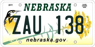 NE license plate ZAU138