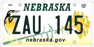 NE license plate ZAU145