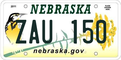 NE license plate ZAU150