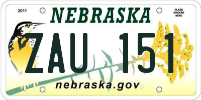 NE license plate ZAU151