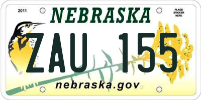 NE license plate ZAU155