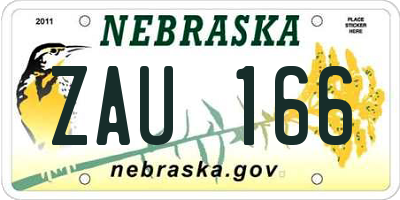 NE license plate ZAU166