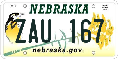 NE license plate ZAU167