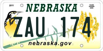 NE license plate ZAU174