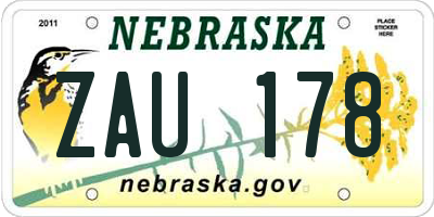 NE license plate ZAU178
