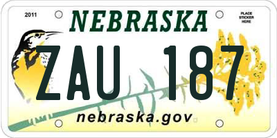 NE license plate ZAU187