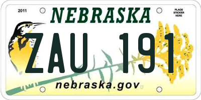 NE license plate ZAU191