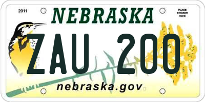 NE license plate ZAU200