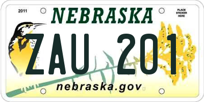 NE license plate ZAU201
