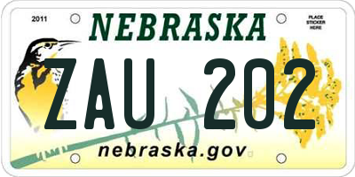 NE license plate ZAU202