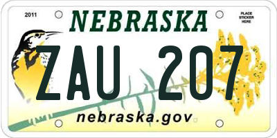 NE license plate ZAU207
