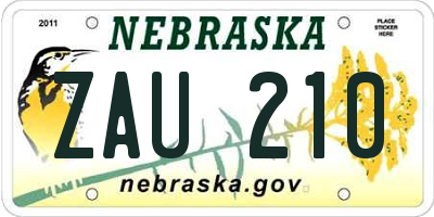 NE license plate ZAU210