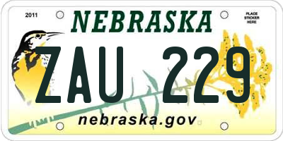 NE license plate ZAU229