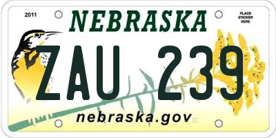 NE license plate ZAU239